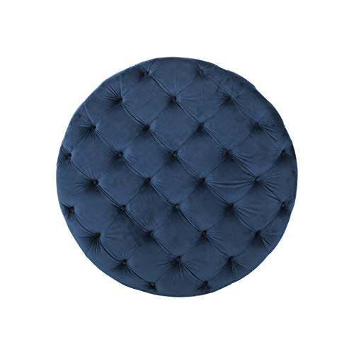 Christopher Knight Home Sabina Round Tufted Velvet Ottoman, Blue