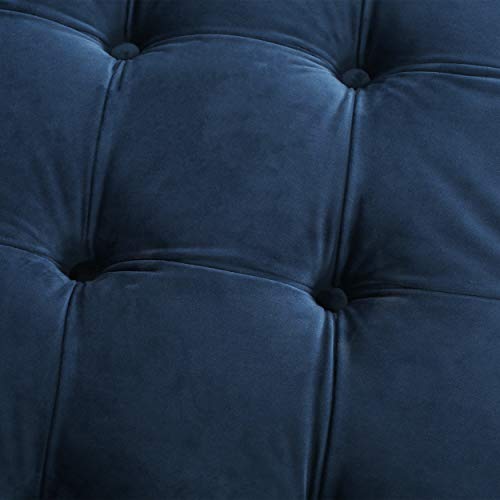 Christopher Knight Home Sabina Round Tufted Velvet Ottoman, Blue