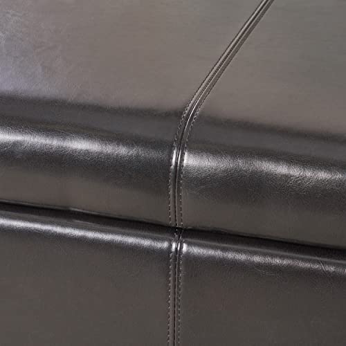 Christopher Knight Home Living Berkeley Brown Leather Square Storage Ottoman, Espresso