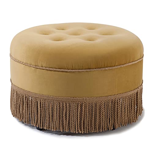 Jennifer Taylor Home Yolanda Ottoman, Gold Medium