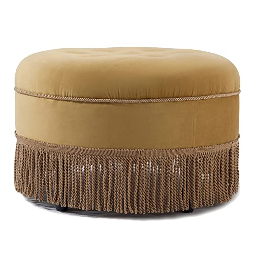 Jennifer Taylor Home Yolanda Ottoman, Gold Medium