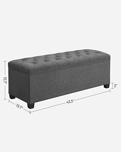 SONGMICS Storage Ottoman Bench, Bench with Storage, for Entryway, Bedroom, Living Room, Dark Gray ULSF088G01