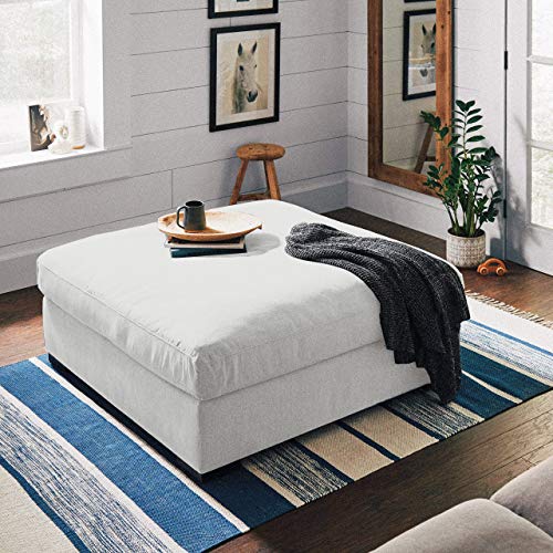 Amazon Brand – Stone & Beam Lauren Down Filled Oversized Ottoman with Hardwood Frame, 46.5"W, Pearl