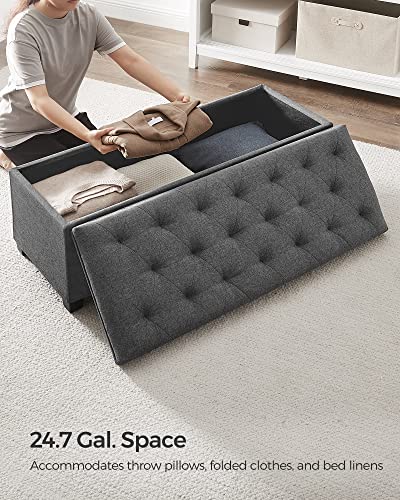 SONGMICS Storage Ottoman Bench, Bench with Storage, for Entryway, Bedroom, Living Room, Dark Gray ULSF088G01
