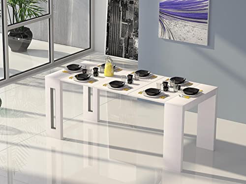 Casabianca Furniture ELASTO Console Table in White Wood Grain Melamine. White Wood
