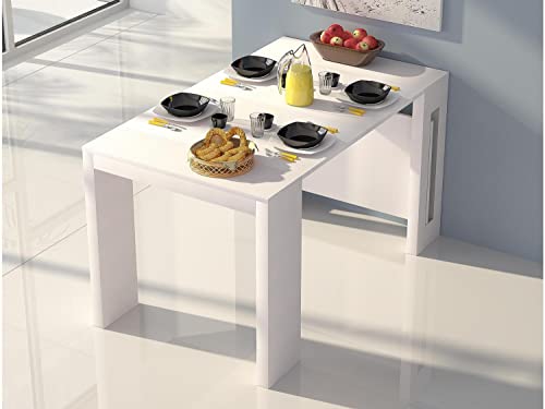 Casabianca Furniture ELASTO Console Table in White Wood Grain Melamine. White Wood