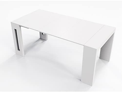 Casabianca Furniture ELASTO Console Table in White Wood Grain Melamine. White Wood