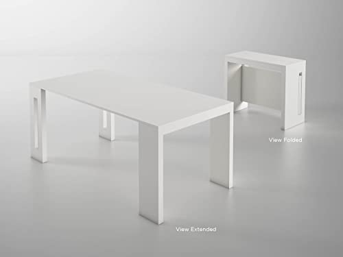 Casabianca Furniture ELASTO Console Table in White Wood Grain Melamine. White Wood