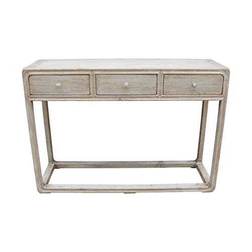 Artissance Peking Ming Small w/ 3 Drawers, 47 Inch Wide, White Console Table, Weathered Whie wash