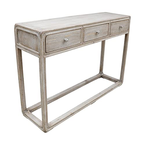 Artissance Peking Ming Small w/ 3 Drawers, 47 Inch Wide, White Console Table, Weathered Whie wash