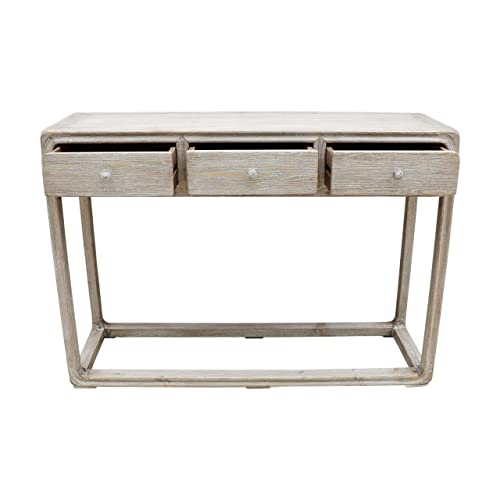 Artissance Peking Ming Small w/ 3 Drawers, 47 Inch Wide, White Console Table, Weathered Whie wash