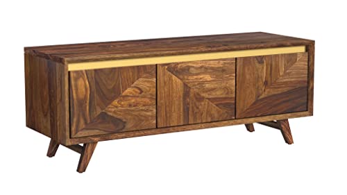 Powell Low Profile Wood Gold Accents Cera Console, Brown