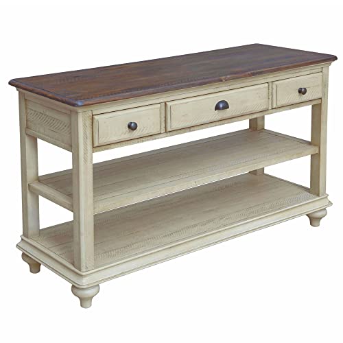 Sunset Trading Shades of Sand Console Table, Antique white/Natural walnut
