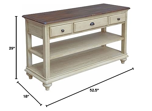 Sunset Trading Shades of Sand Console Table, Antique white/Natural walnut