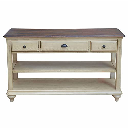 Sunset Trading Shades of Sand Console Table, Antique white/Natural walnut