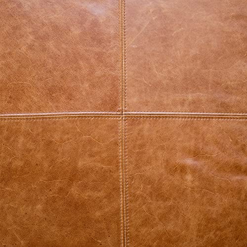 POLY & BARK Sequoia Ottoman in Full-Grain Pure-Aniline Italian Tanned Leather in Cognac Tan