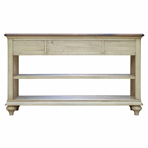 Sunset Trading Shades of Sand Console Table, Antique white/Natural walnut