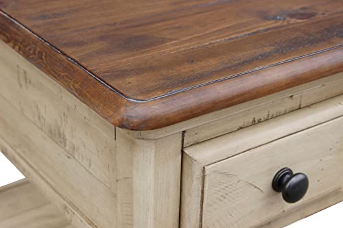 Sunset Trading Shades of Sand Console Table, Antique white/Natural walnut