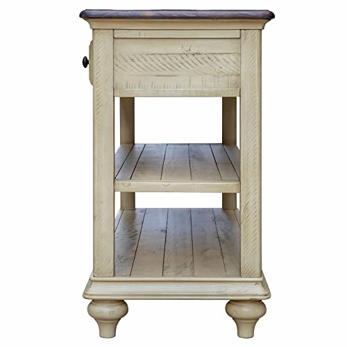 Sunset Trading Shades of Sand Console Table, Antique white/Natural walnut