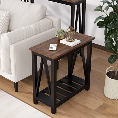 Rustic Farmhouse End Table Set with Storage