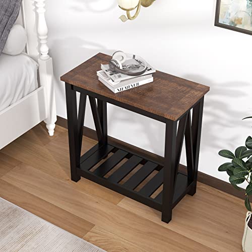 Rustic Farmhouse End Table Set with Storage