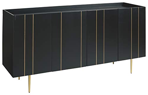 Signature Design by Ashley Brentburn Contemporary Accent Cabinet or TV Stand, Black