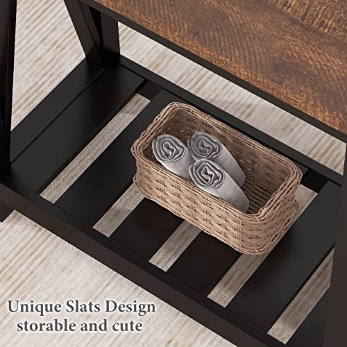 Rustic Farmhouse End Table Set with Storage