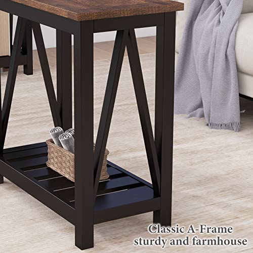 Rustic Farmhouse End Table Set with Storage