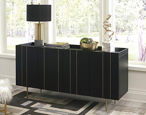Signature Design by Ashley Brentburn Contemporary Accent Cabinet or TV Stand, Black