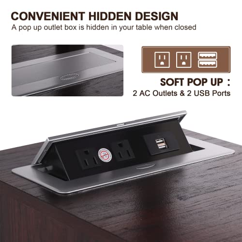 HIFYOBRO End Table with Charging Station, Side Table with Storage for Living Room and Bed Room, Power outlets & USB Ports, Adjustable Shelf
