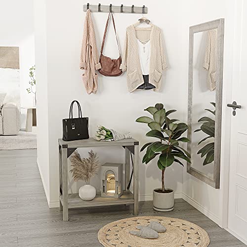 IDEALHOUSE Narrow End Table Set of 2 for Small Spaces, Rectangular Farmhouse Nightstand Sofa Side Table for Living Room, Bedroom, Lounge(Grey)