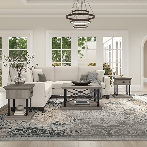 Bush Furniture Coliseum Square Coffee Table with Designer End, Driftwood Gray