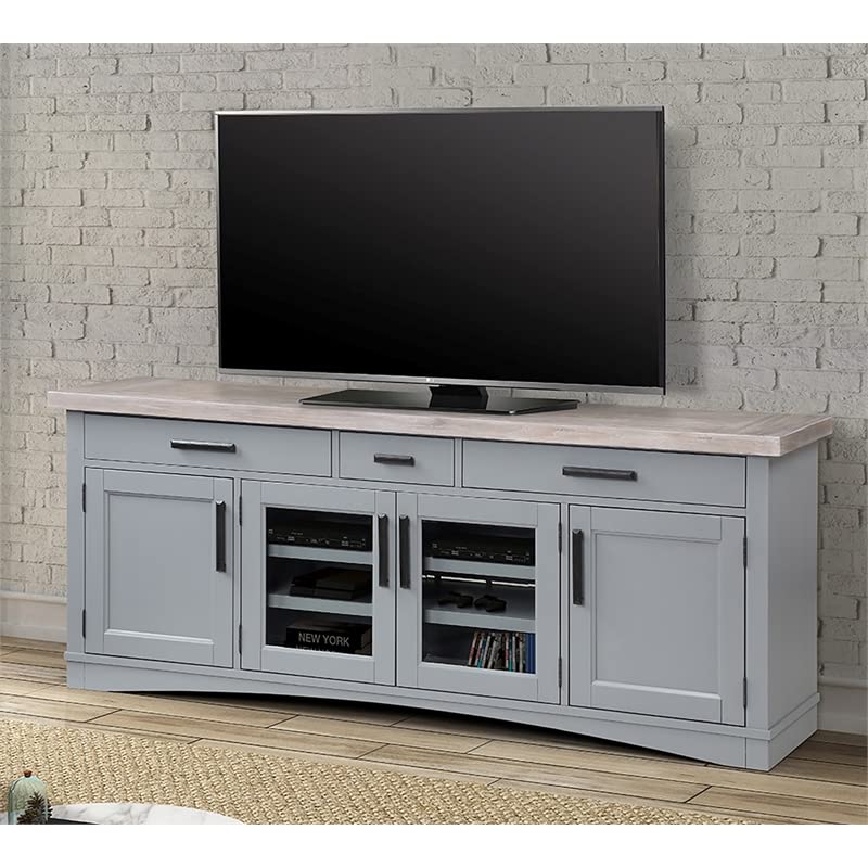 Parker House Americana Modern 76" Traditional Wood TV Console in Gray