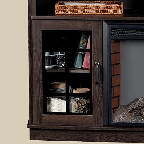 Curved Fireplace TV Stand with Storage Cabinet