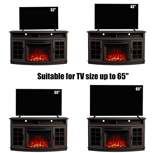Curved Fireplace TV Stand with Storage Cabinet
