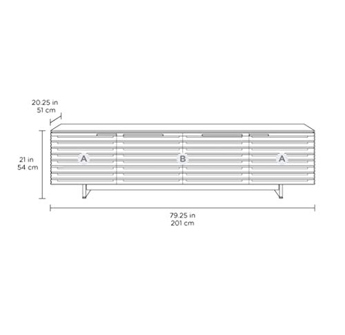 BDI Corridor Quad-Width Low Media Cabinet, Charcoal