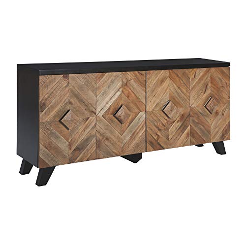 Signature Design by Ashley Robin Ridge Modern Wood Accent Cabinet or TV Stand, Brown & Black