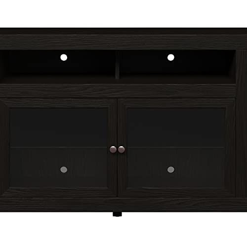 95 Inch Solid Wood TV Stand with Glass Cabinets