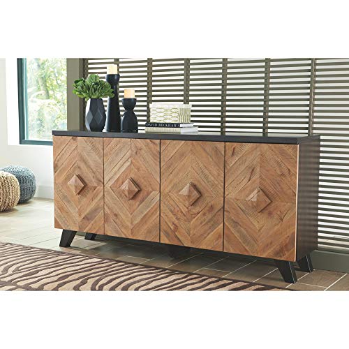 Signature Design by Ashley Robin Ridge Modern Wood Accent Cabinet or TV Stand, Brown & Black