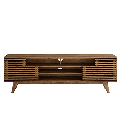 Modway Render 71" Mid-Century Modern Low Profile Media Console TV Stand, 71 Inch, Walnut
