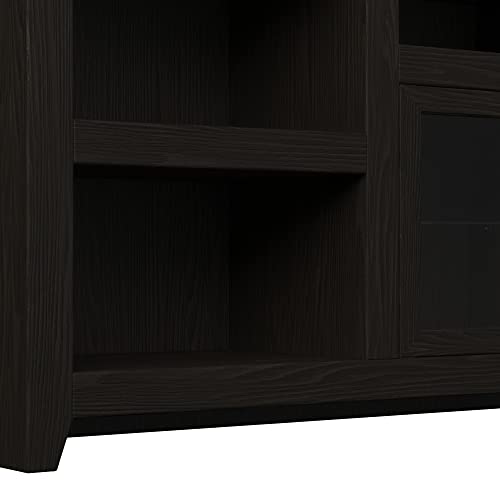 95 Inch Solid Wood TV Stand with Glass Cabinets