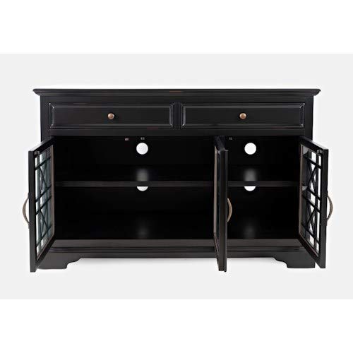 Jofran Craftsman 50" Media Unit TV Stand, 50''L x 19''W x 32''H, Antique Black