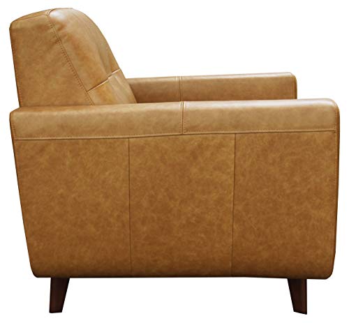 Amazon Brand - Rivet Sloane Mid-Century Modern Leather Living Room Armchair, 32.7"W, Caramel