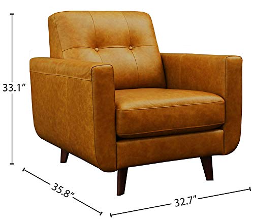 Amazon Brand - Rivet Sloane Mid-Century Modern Leather Living Room Armchair, 32.7"W, Caramel
