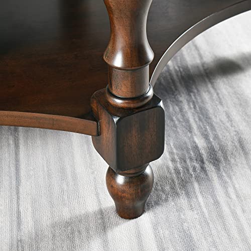 LEEMTORIG Oval Coffee Tables for Living Room, Round Wood Coffee Table with Storage Drawer and Shelf, Durable Classic Cocktail Table, 44.9"W x 27.6"D x 18.2"H, Easy Assemble, Dark Walnut, KFZ-2233-DC