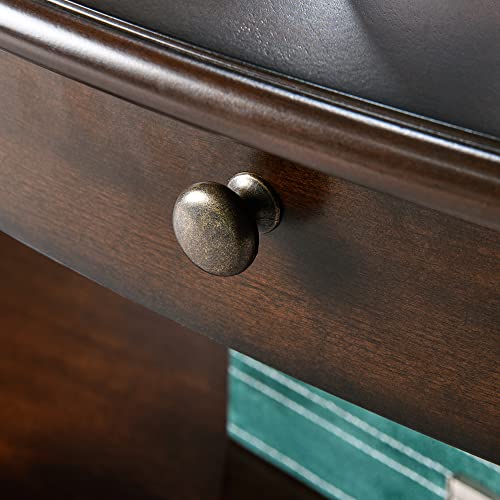 LEEMTORIG Oval Coffee Tables for Living Room, Round Wood Coffee Table with Storage Drawer and Shelf, Durable Classic Cocktail Table, 44.9"W x 27.6"D x 18.2"H, Easy Assemble, Dark Walnut, KFZ-2233-DC