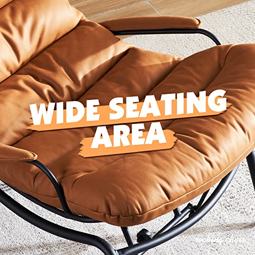 ovios Living Room Accent Chair with Ottoman,Mid Century Modern Rocking Chair,Recliner Chair with Ottoman,Chaise Lounge Chairs for Home Office Study,Armchair for Small Spaces (Light Brown)