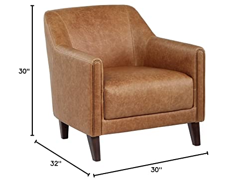 Amazon Brand – Stone & Beam Grover Modern Living Room Accent Chair, 30"W, Cognac Leather