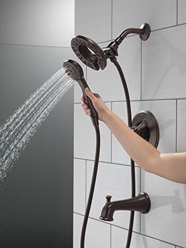 Delta Faucet Linden 17 Series Dual-Function Tub and Shower Trim Kit, Shower Faucet with 4-Spray In2ition 2-in-1 Dual Hand Held Shower Head with Hose, Venetian Bronze T17494-RB-I (Valve Not Included)