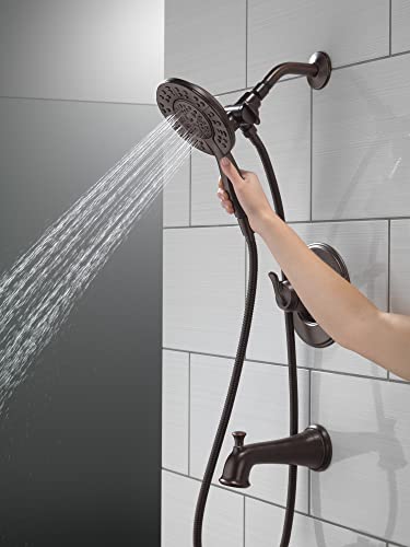 Delta Faucet Linden 17 Series Dual-Function Tub and Shower Trim Kit, Shower Faucet with 4-Spray In2ition 2-in-1 Dual Hand Held Shower Head with Hose, Venetian Bronze T17494-RB-I (Valve Not Included)